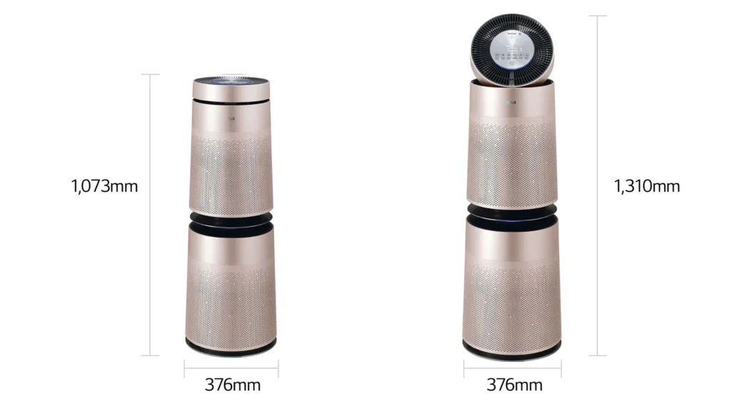 standing 360 air purifier in bronze