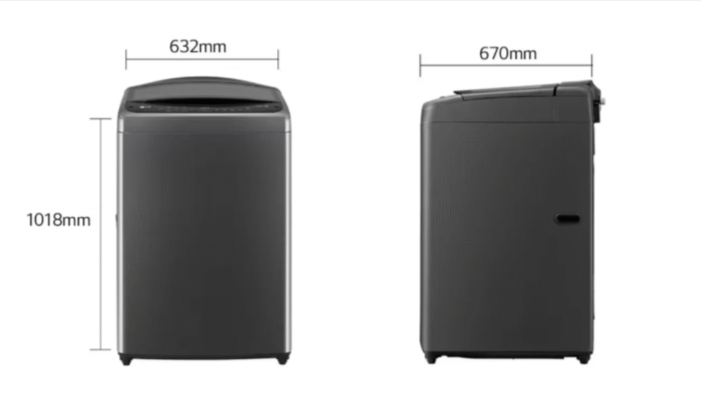 LG Subscribe Top Load washer 17kg TV2517SV3B dimensions